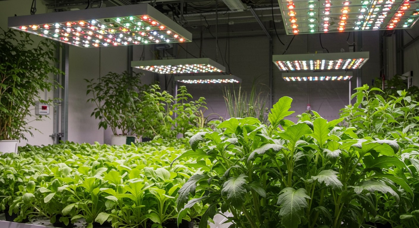 A LED-ek segítik a növények gyorsabb növekedését.