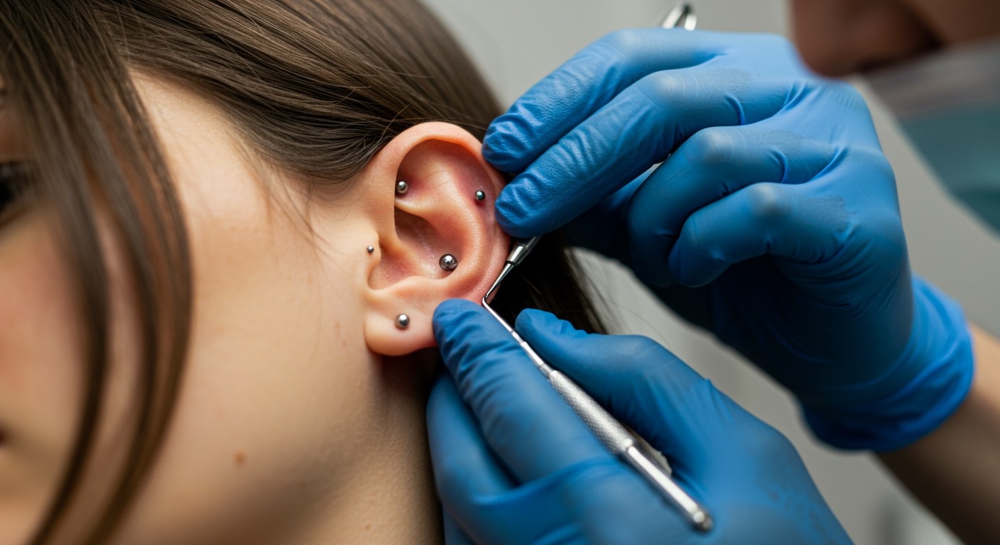 A Shenmen piercing során a fülcimpát átszúrják.
