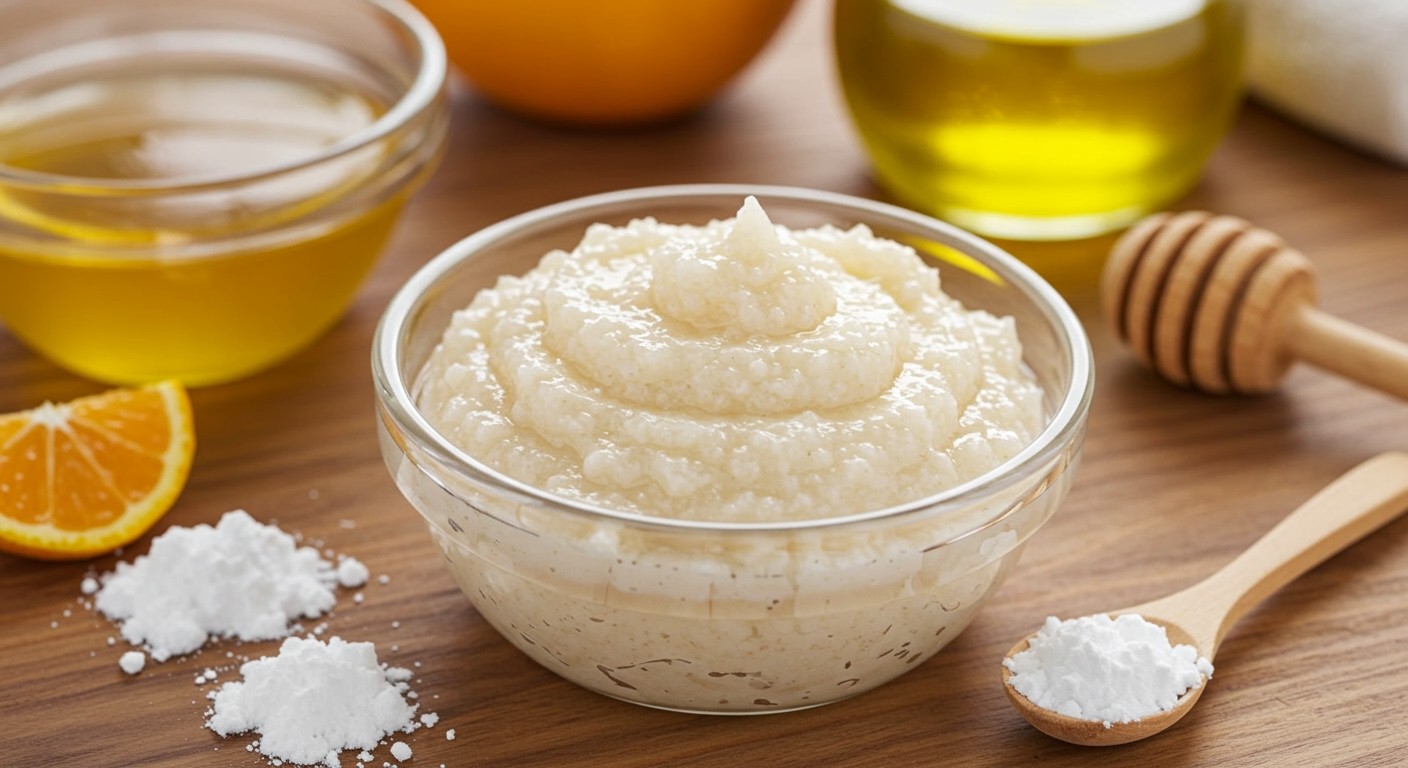 Kukoricakeményítő bőrradírja hidratál és puhává varázsolja a bőrt.