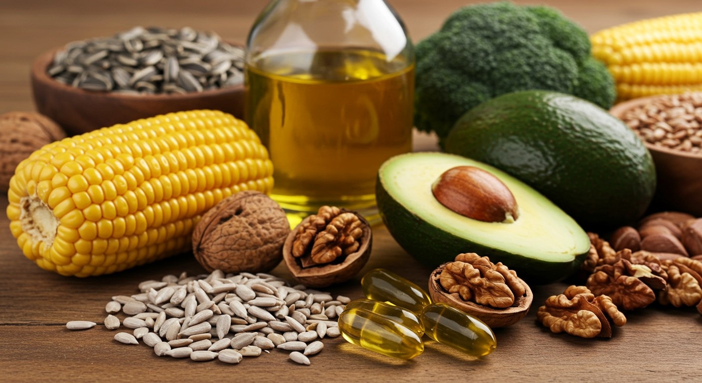 Növényi olajok és diófélék gazdag omega-6 források.