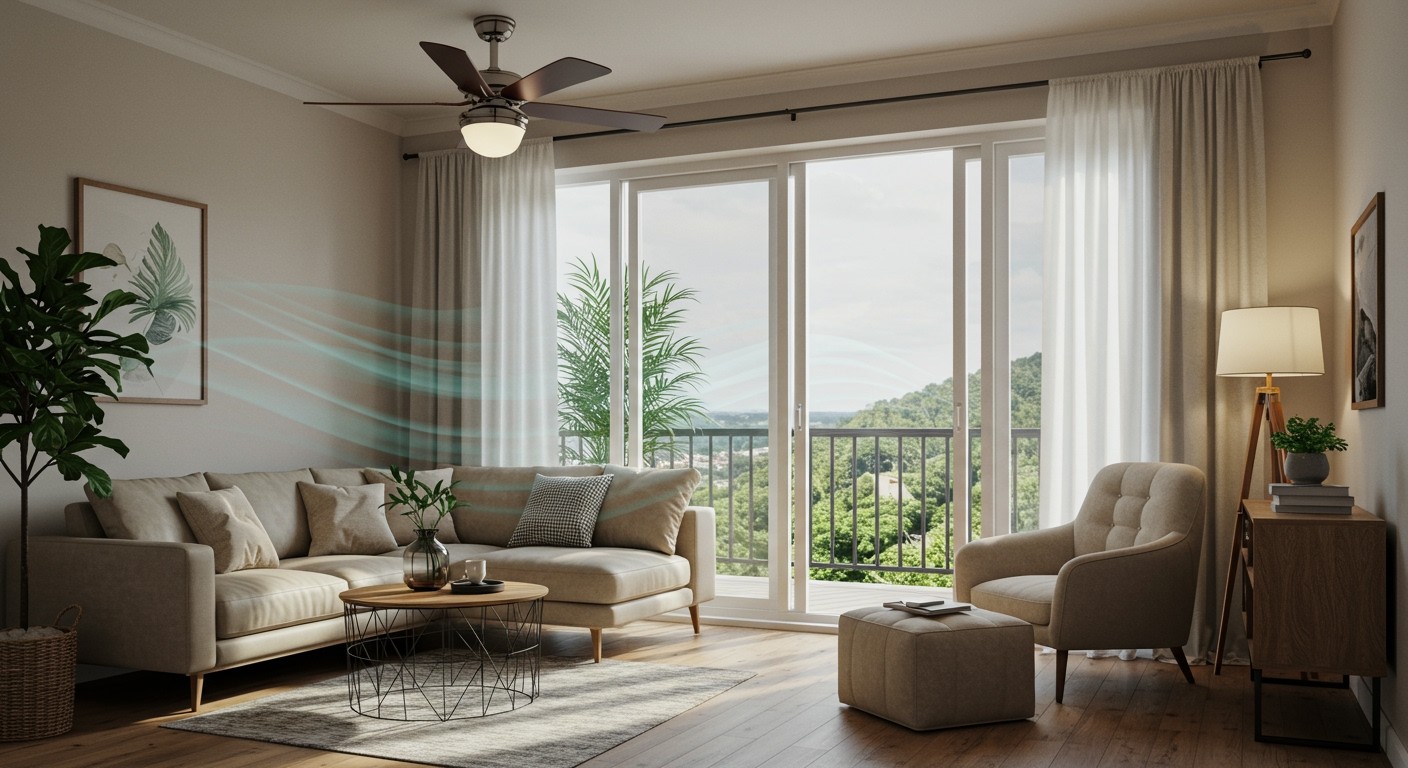 A szobaméret megfelelő ventilátor teljesítményét befolyásolja.