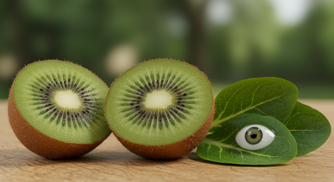 A kiwi lutein és zeaxantin tartalma segít a látásnak.
