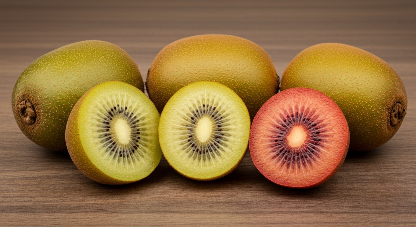 A zöld kiwi savanyú, az arany édes, a vörös különleges.