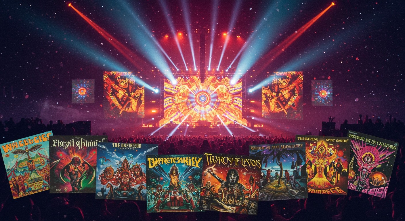 A pszichedelikus albumborítók a zene élményét fokozzák.