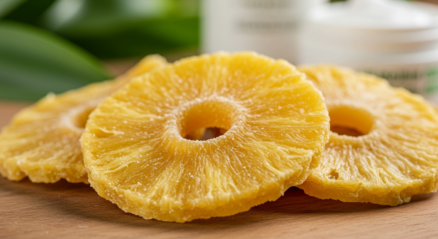 Az aszalt ananász C-vitaminja segíti a bőr regenerálódását.