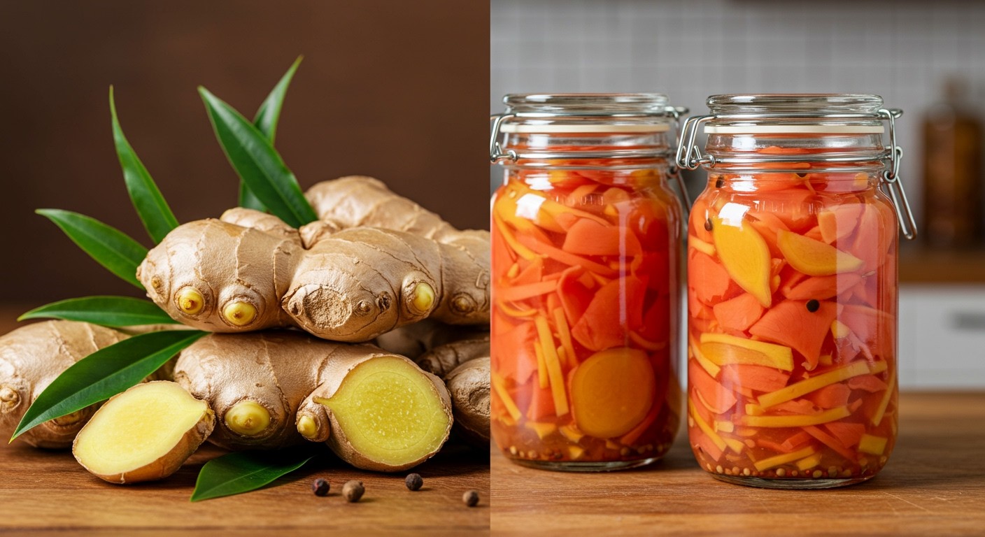 Az ecetes gyömbér probiotikumokban gazdag, míg a friss vitaminokban.