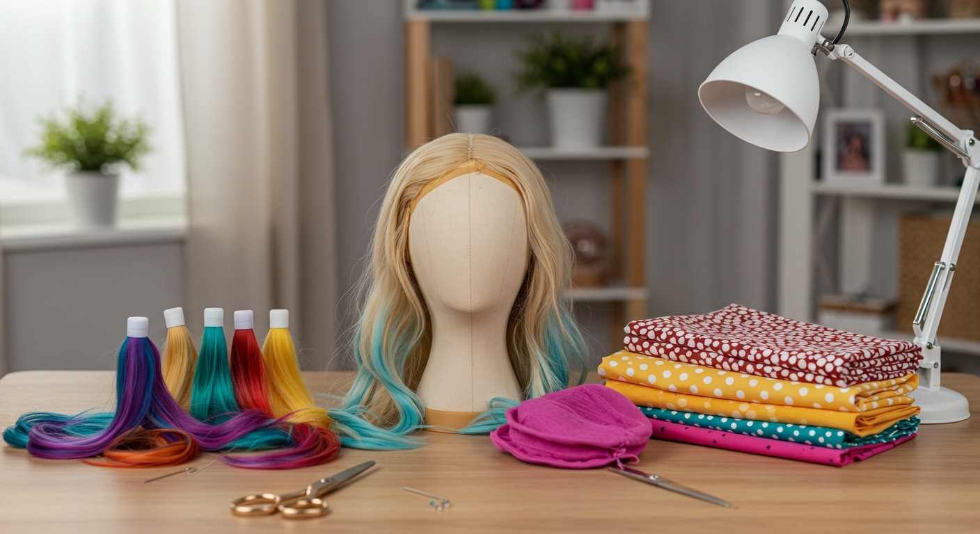 DIY paróka készítéséhez szükséges alapanyagok: haj, tű, fonal.
