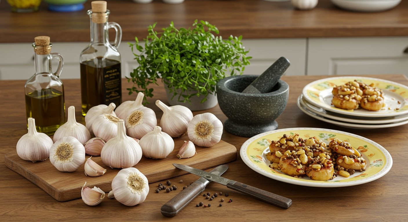A fokhagyma pörkölése mélyíti az ízeket és aromákat.