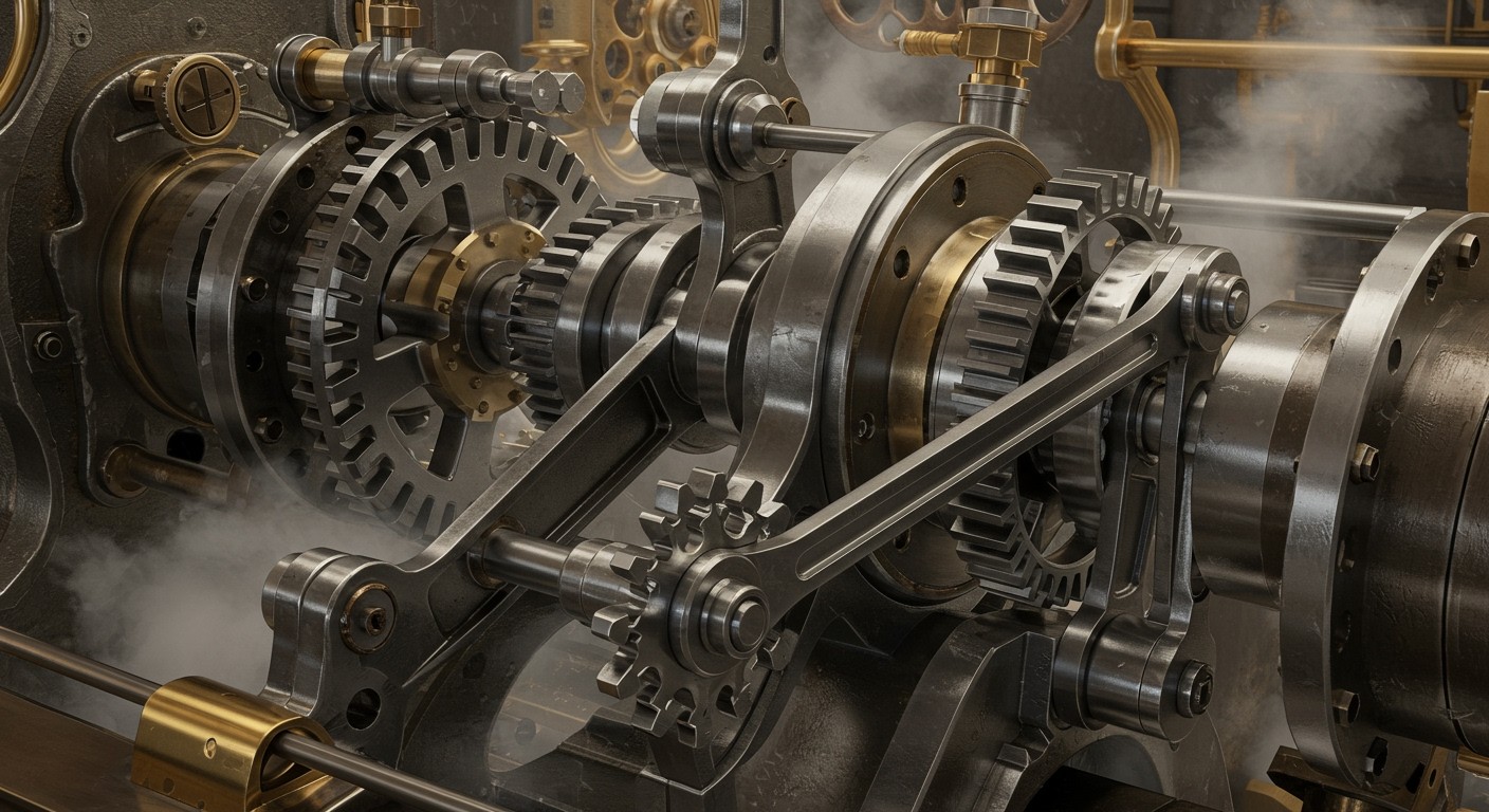 A forgattyús mechanizmus kulcs a gőzgép hatékonyságához.