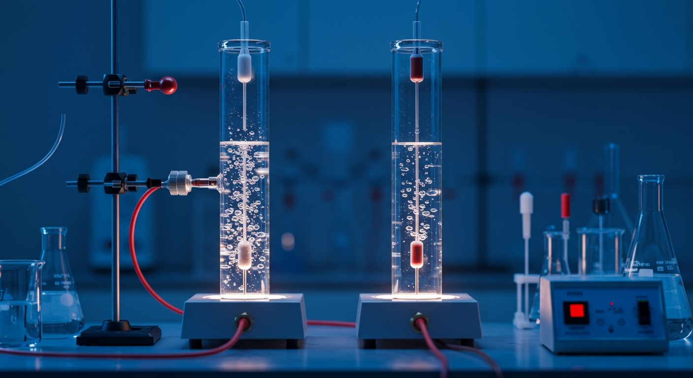 Az elektrolízis során oxigén és hidrogén gázok keletkeznek.