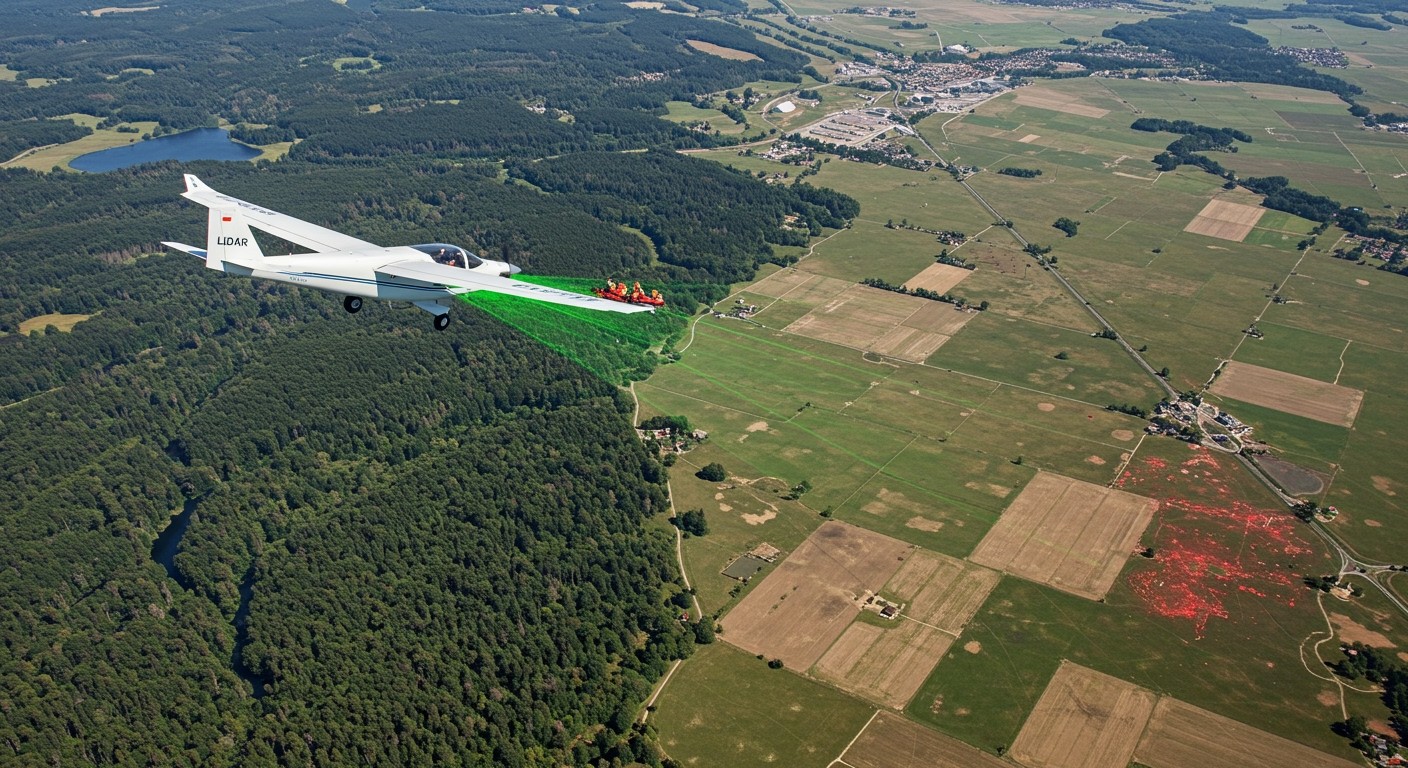 A repülőgépes LiDAR gyors térképezést biztosít nehezen elérhető területeken.