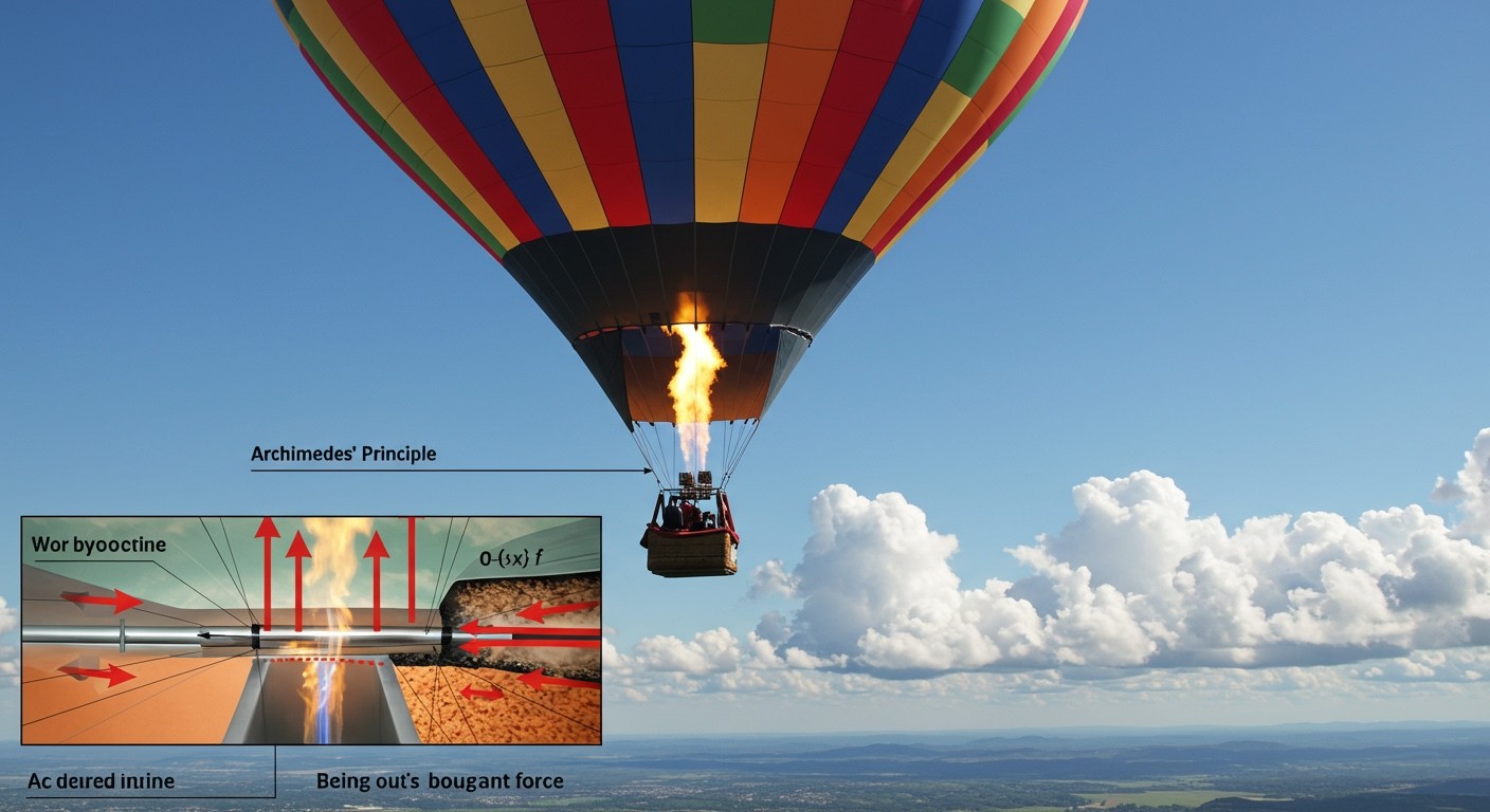 Az Archimedes-törvény biztosítja a hőlégballon emelkedését.