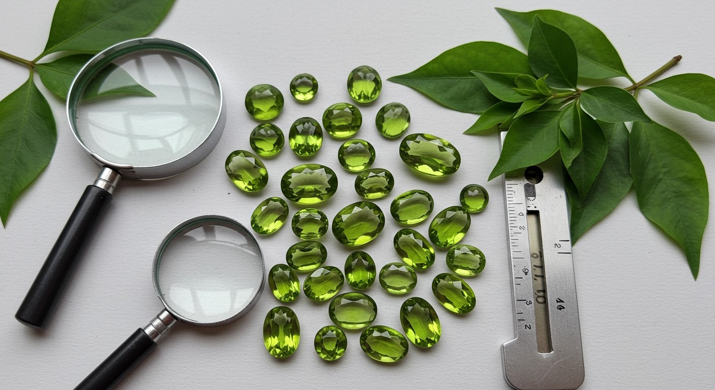 A peridot színe és tisztasága meghatározza értékét.