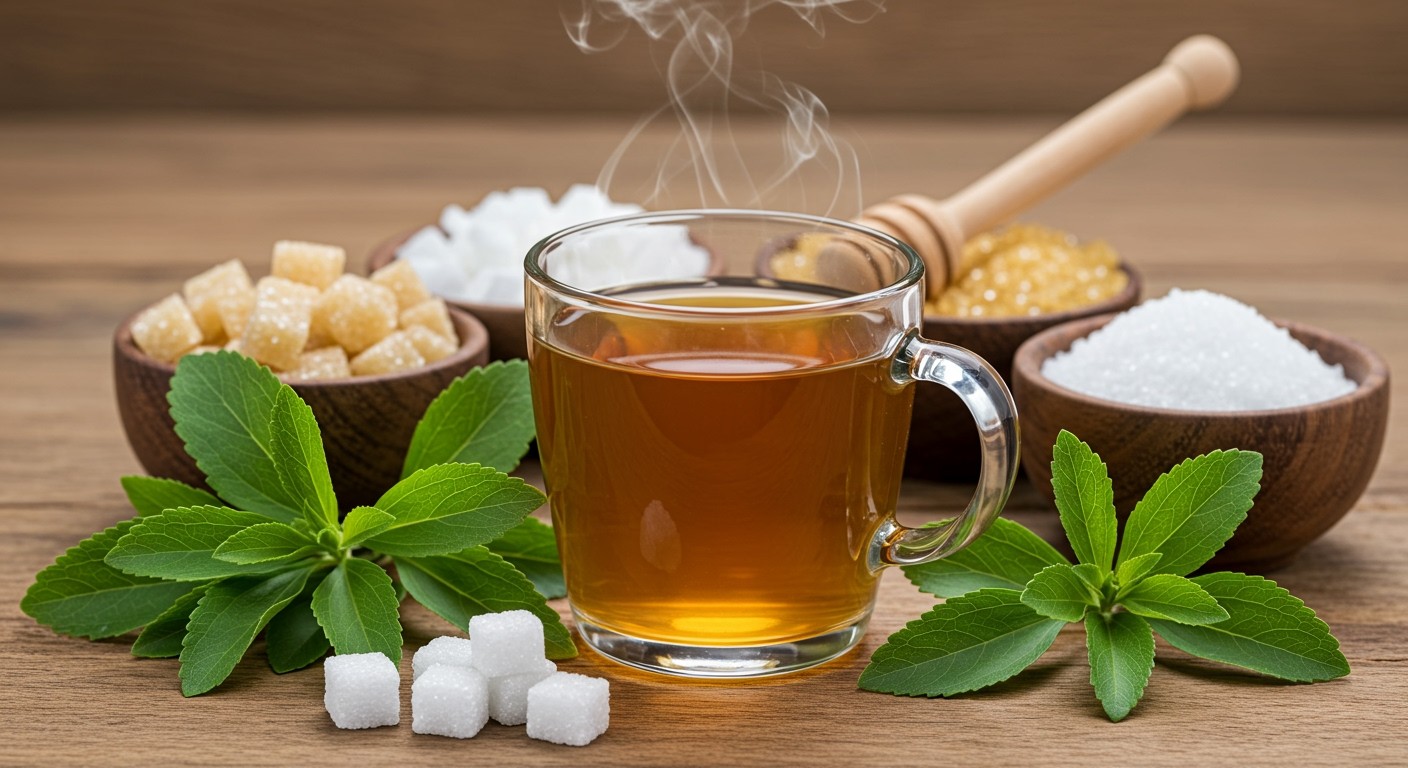 A stevia tea természetes, kalóriamentes édesítőszer alternatíva.