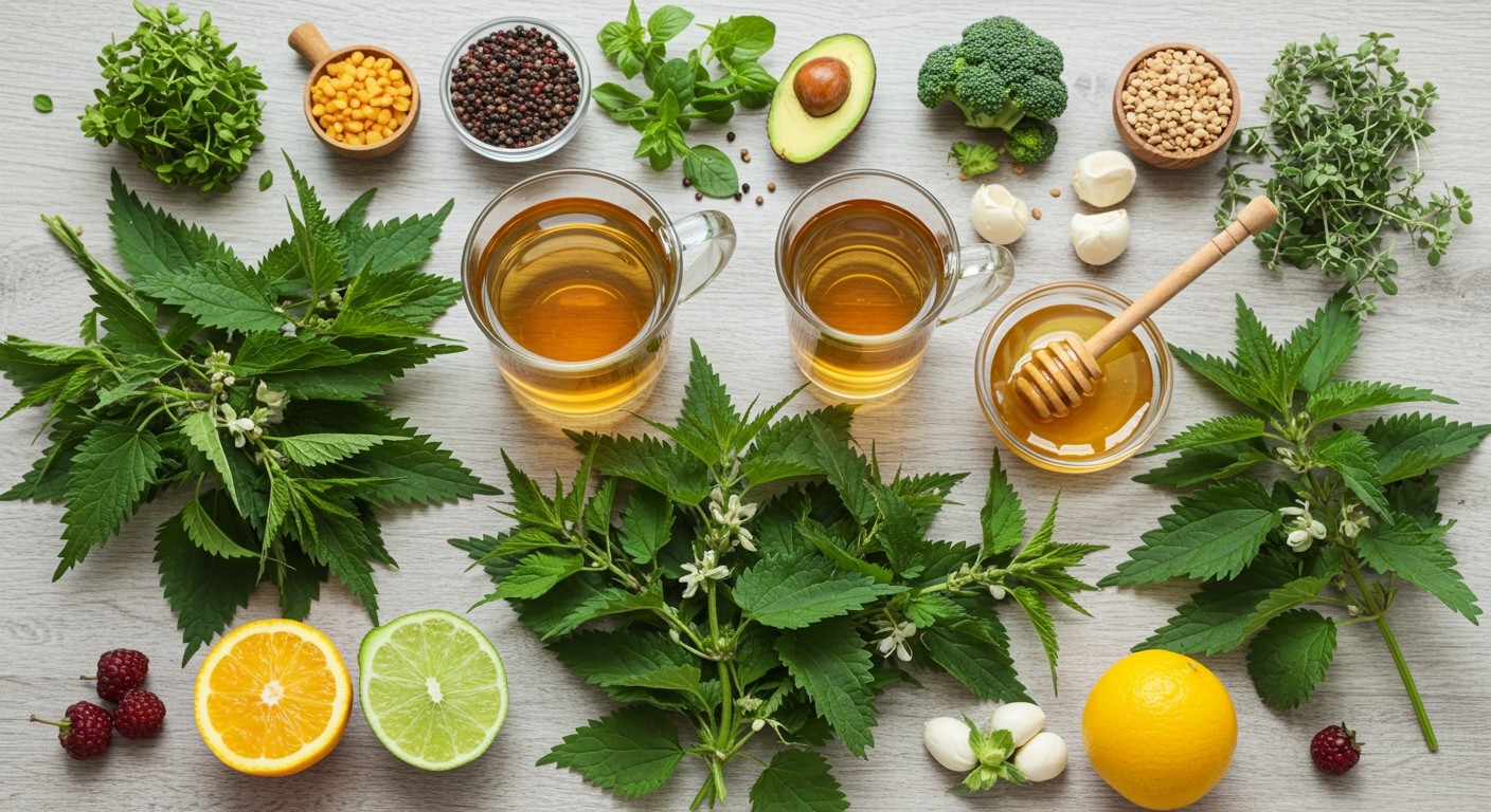 A csalántea gazdag C-vitaminban és ásványi anyagokban.