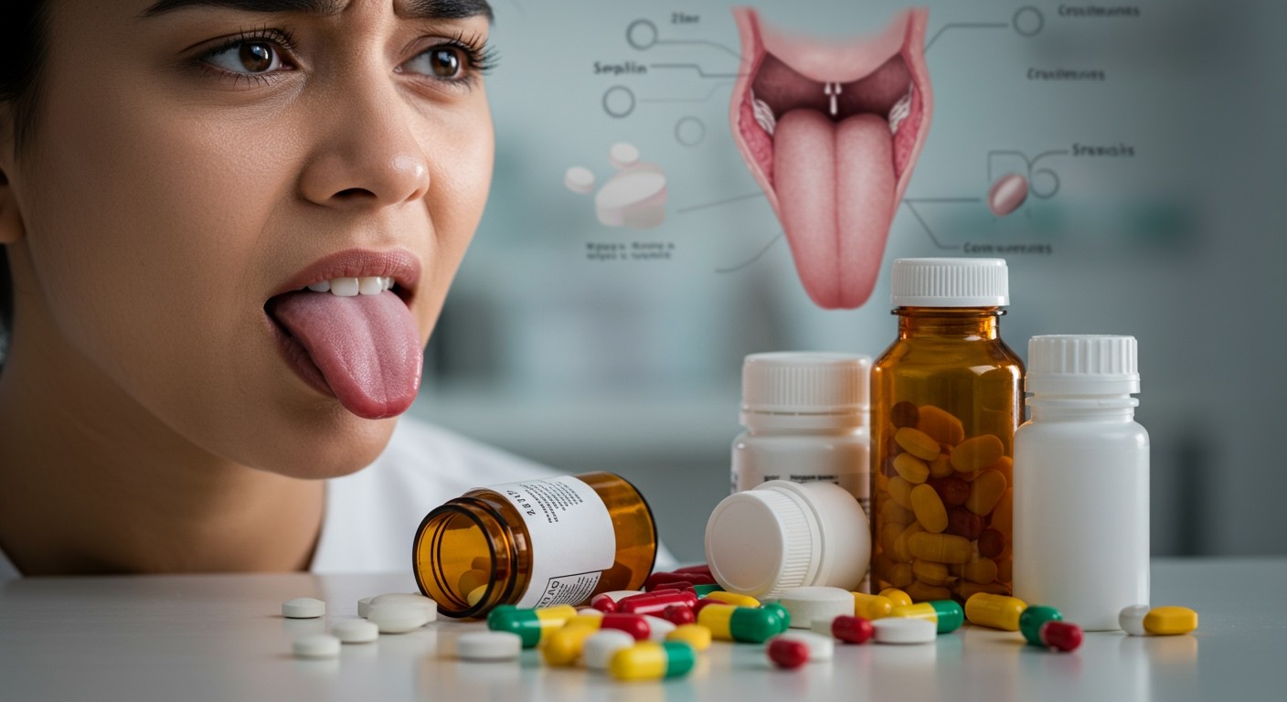 Néhány antibiotikum okozhat nyelvfájdalmat érzékeny egyéneknél.