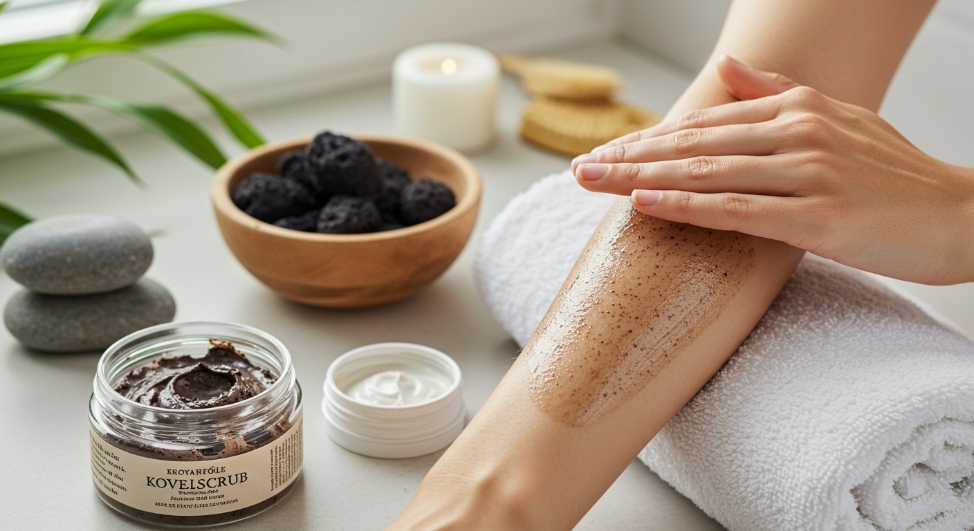 A kovaföld exfoliál, miközben táplálja a bőrt.