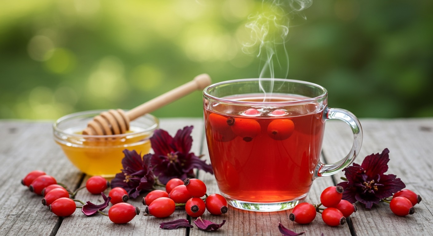 A csipkebogyó tea segíti a bőr kollagéntermelését.