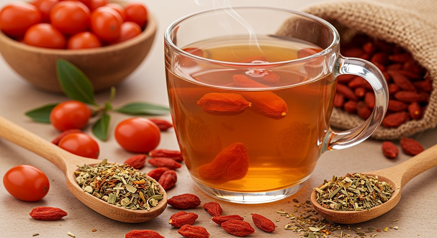 A goji tea gazdag C-vitaminban és nyomelemekben.