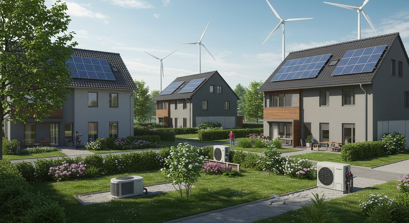 A napelemek és hőszivattyúk csökkentik az energiafogyasztást.
