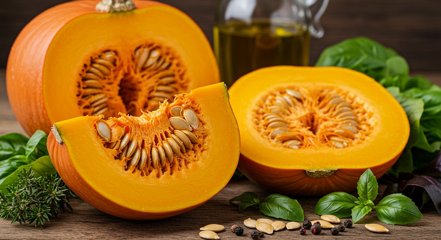 A sütőtök gazdag antioxidánsokban, támogatva a bélflóra egészségét.
