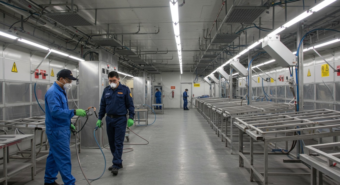 A munkavédelem elengedhetetlen az elektrosztatikus festés során.