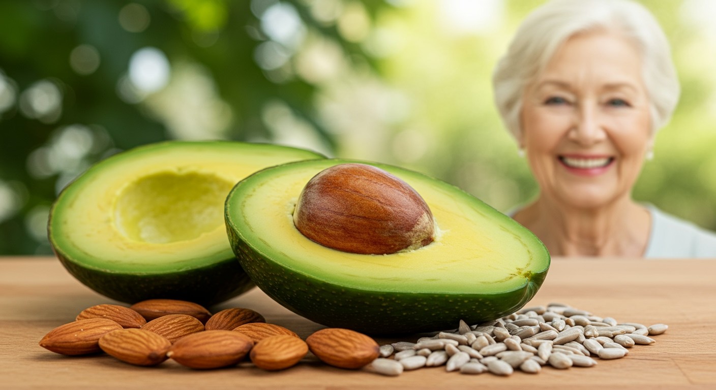 Az E-vitamin antioxidáns hatása segíthet lassítani az öregedést.