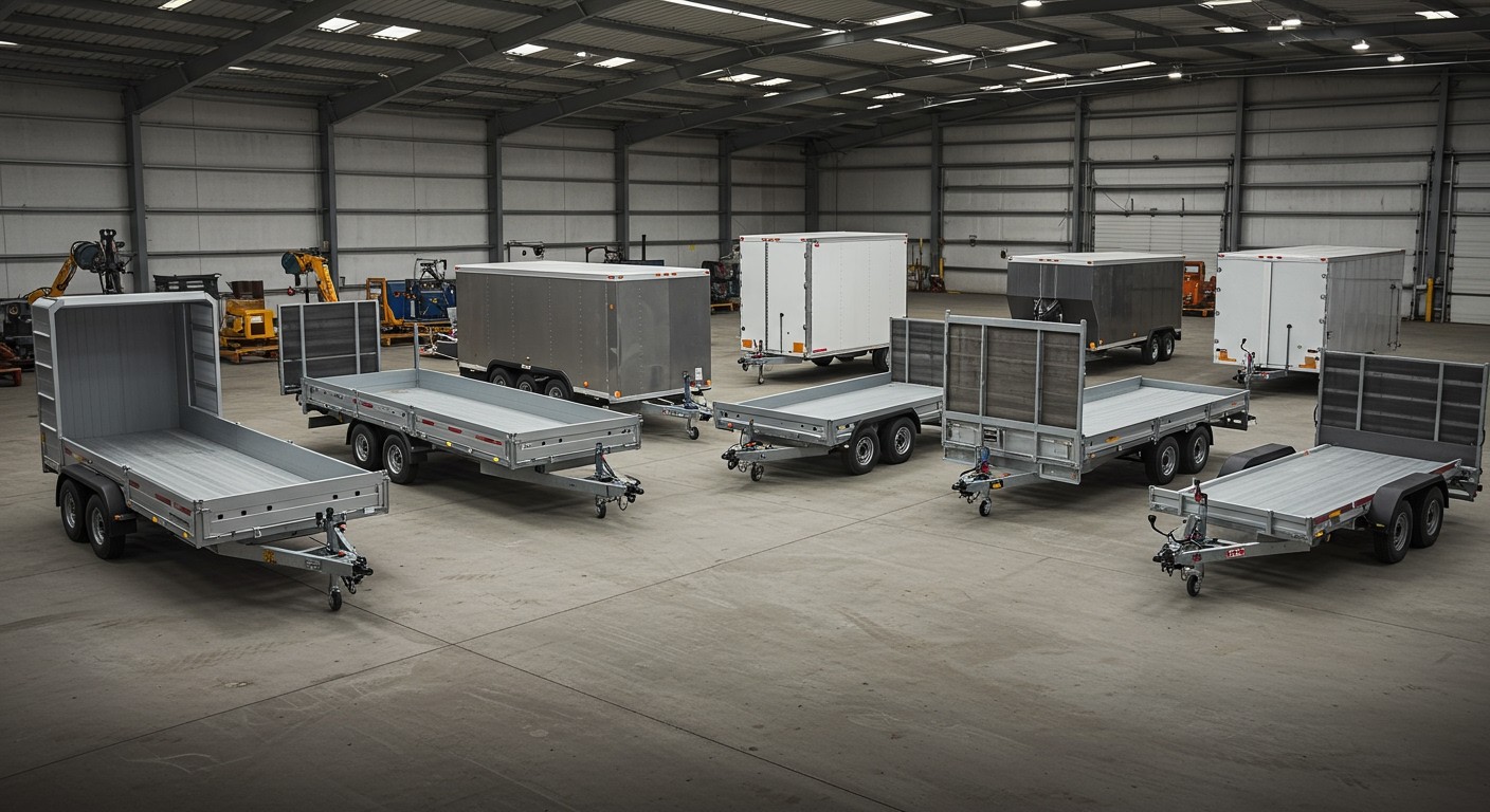 A tandem pótkocsik típusai közé tartozik a teher- és szállítópótkocsi.