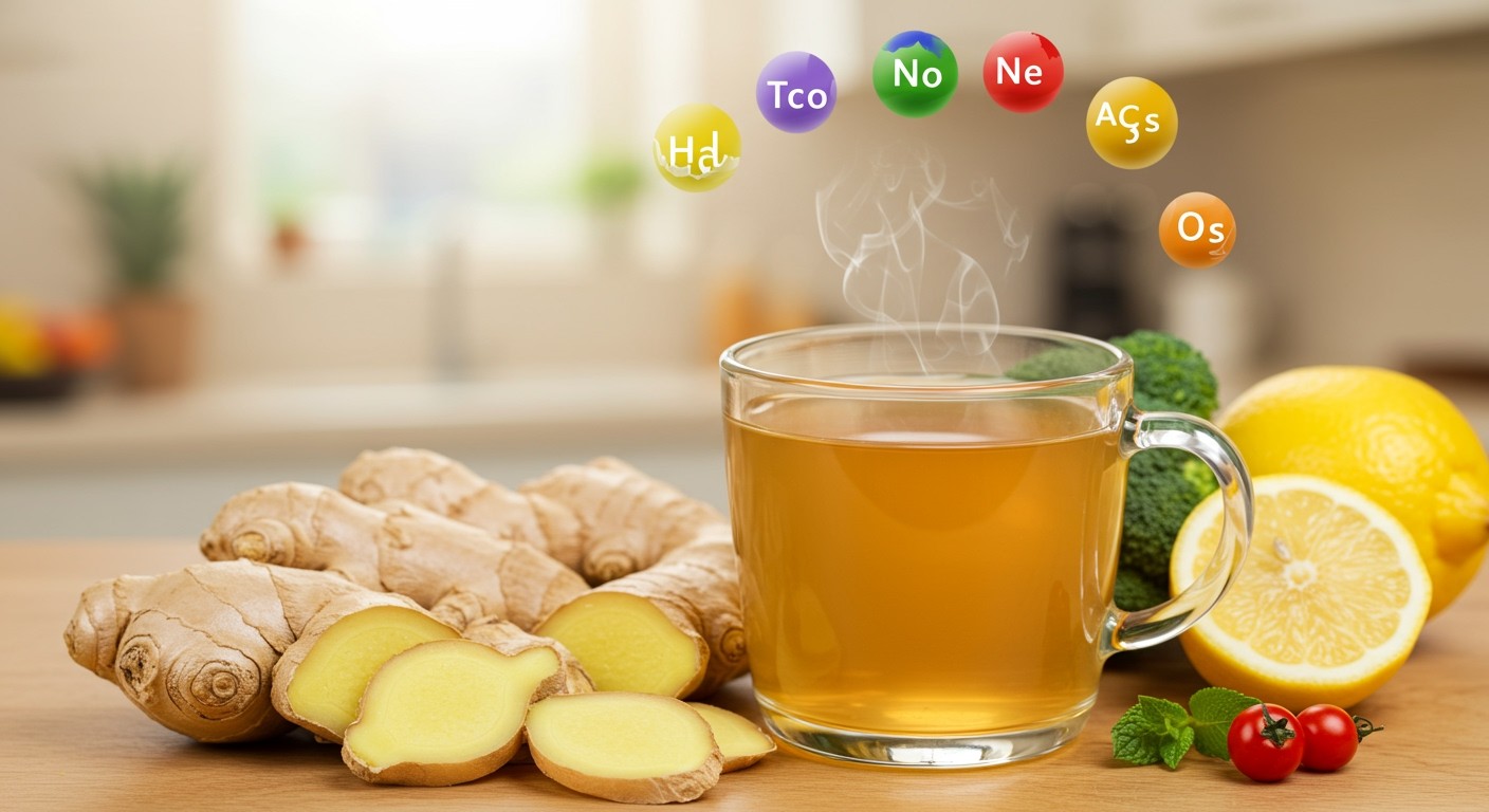 A gyömbértea gazdag C-vitaminban és gyulladáscsökkentő antioxidánsokban.