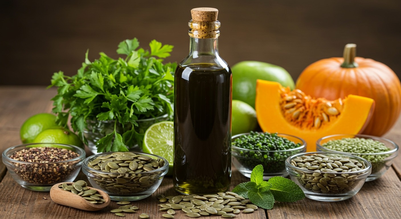 A tökmagolaj gazdag T-vitamint és cinket tartalmaz.