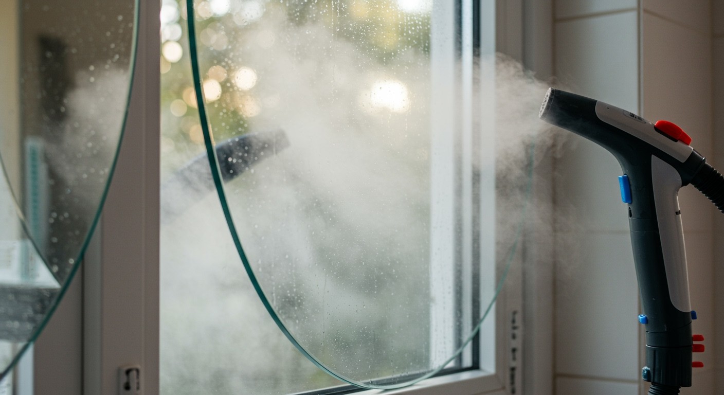 A gőztisztító elősegíti a csíkmentes, ragyogó felületeket.