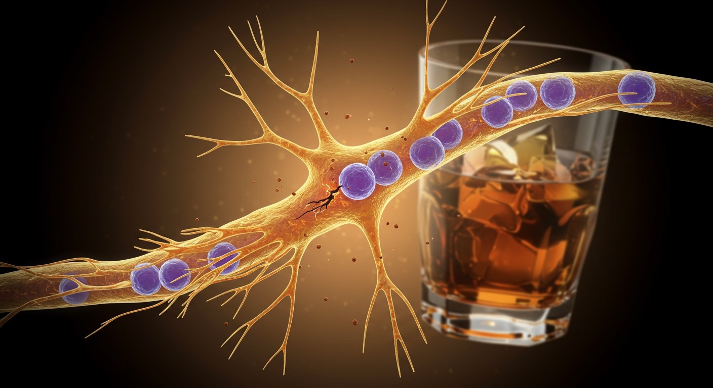 Az alkohol neuropátiát okozhat, roncsolva a perifériás idegeket.