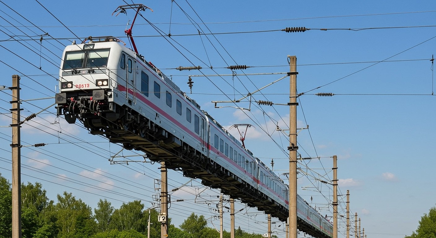 A felsővezeték rendszer biztosítja a villanymozdony áramellátását.