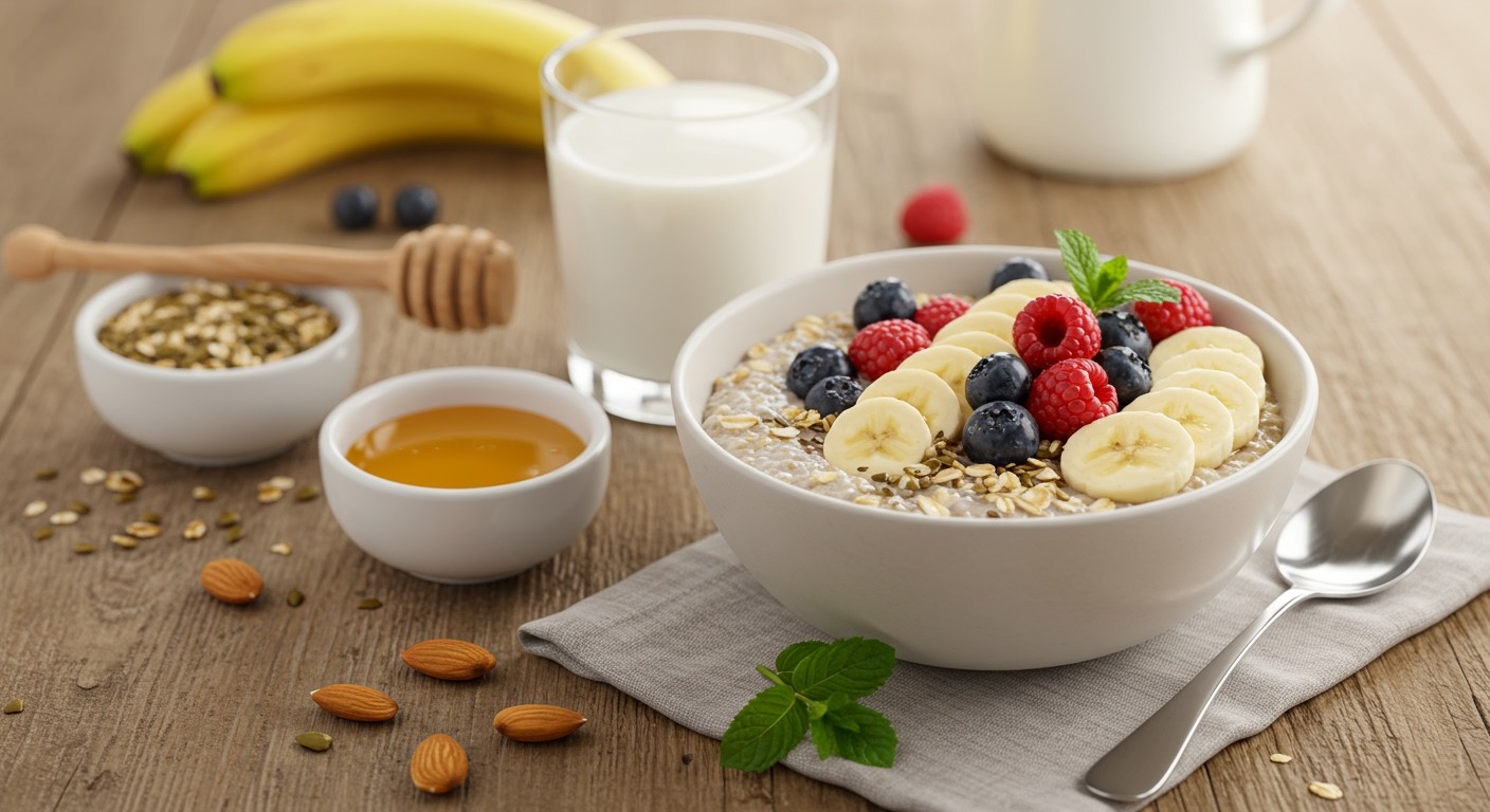 Előre elkészített chia zabkása gyors reggeli megoldás.