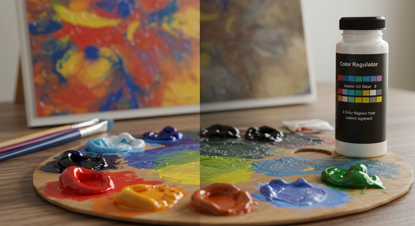 A festékszabályzó javítja a színek élénkségét és tartósságát.