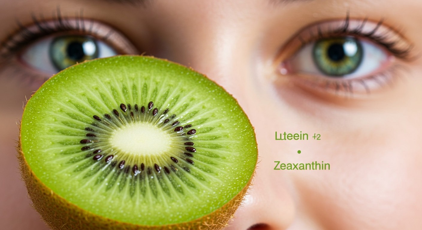 A kivi luteint és zeaxantint tartalmaz a látás védelmére.