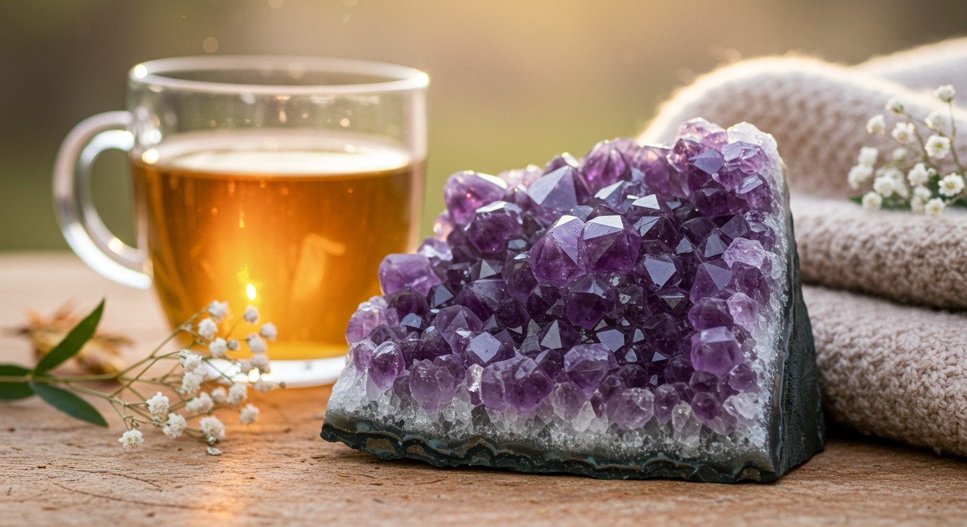 Az ametiszt segíti a relaxációt, csökkenti a stresszt.