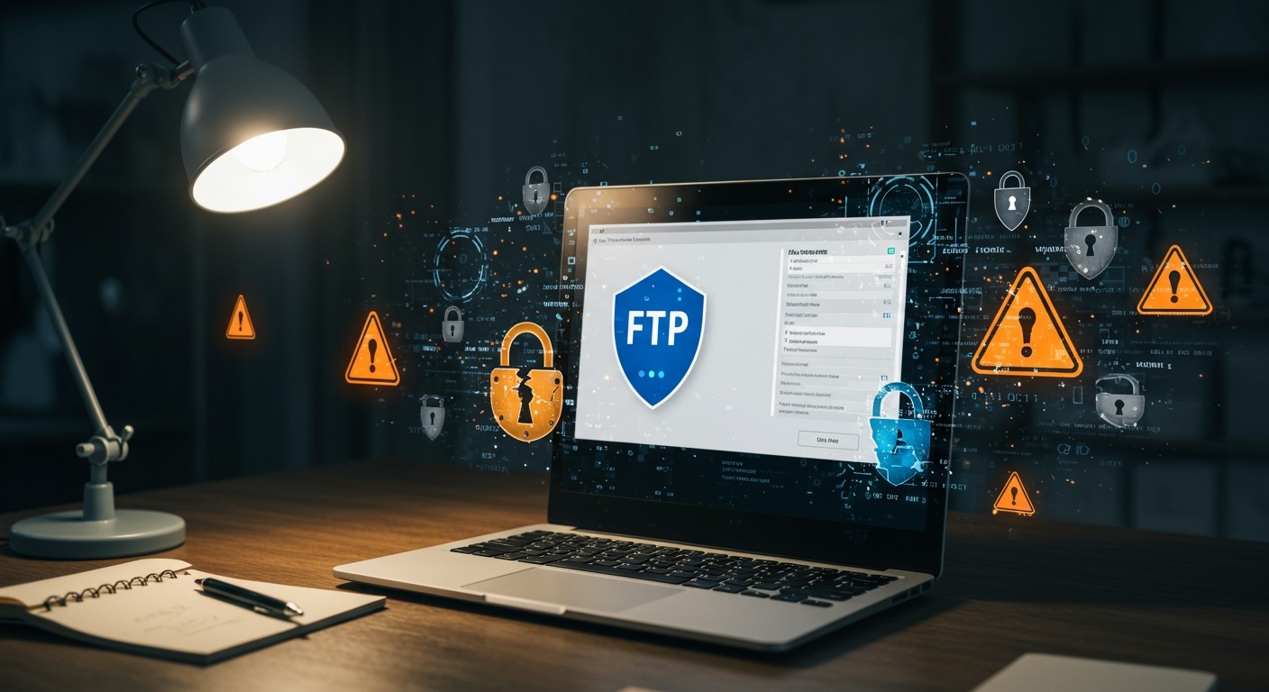 Az FTP titkosítás nélküli adatátvitelt használ, ezért veszélyes.