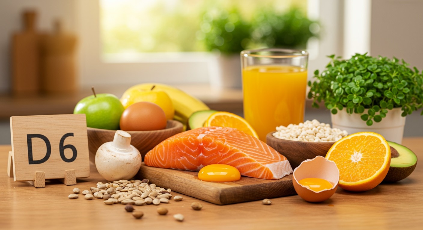 A napfény és a tápláló ételek D6-vitaminforrások.
