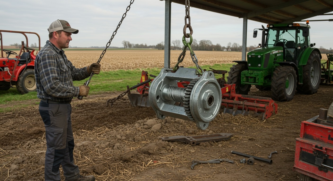Kézi csörlő segít a nehéz gépek könnyű mozgatásában.
