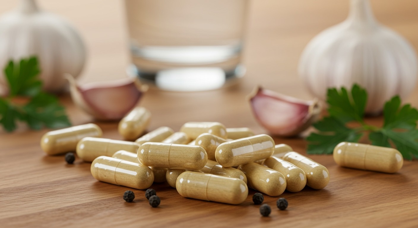 A fokhagyma kapszula hatása fokozható C-vitamin bevitelével.