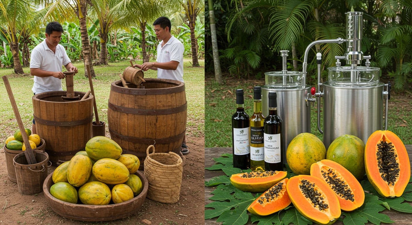 A papaya bor készítése fermentálással és érleléssel történik.